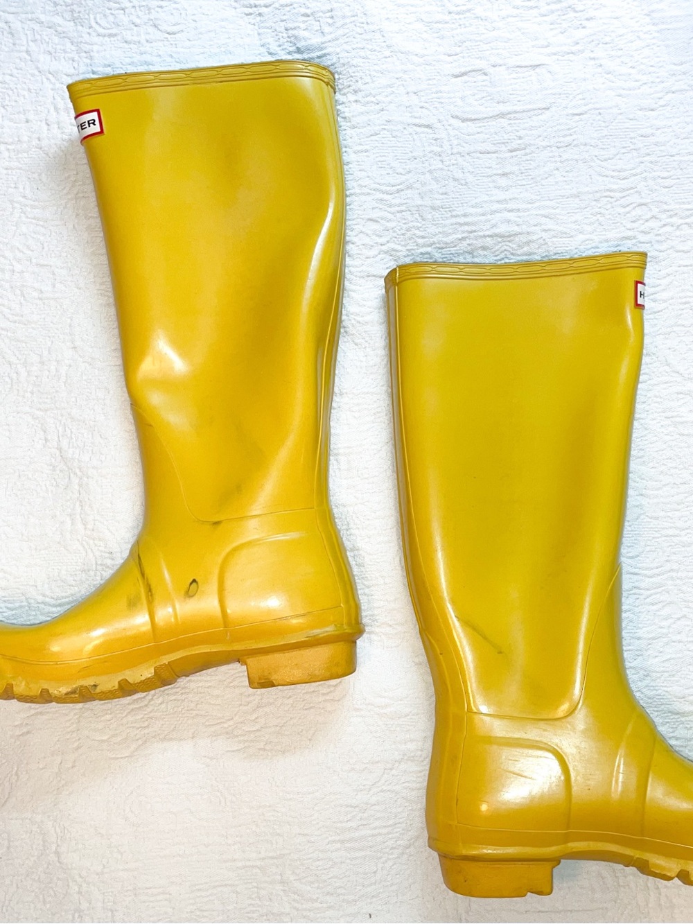 Hunters original gloss tall yellow wellies - Picture 2 of 6